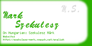 mark szekulesz business card