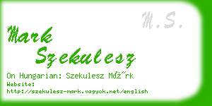 mark szekulesz business card